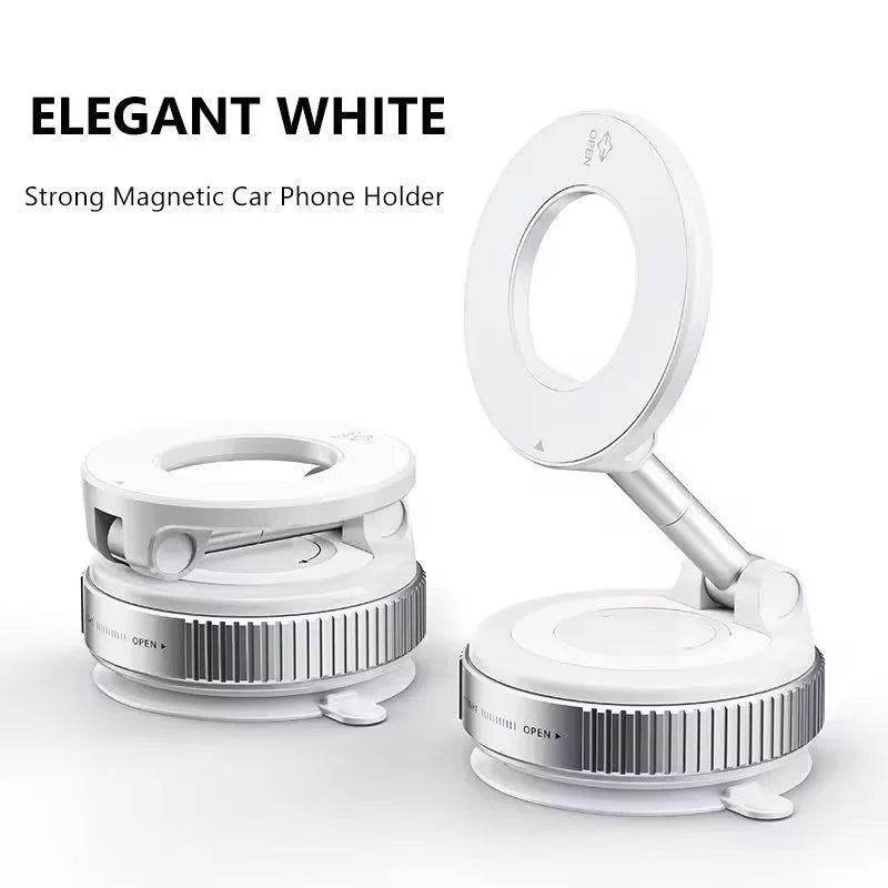 Strong Magnetic Phone Holder Foldable Design 360° Adjustable Vacuum Car Mount for Cell Phone for Iphone Live Streaming