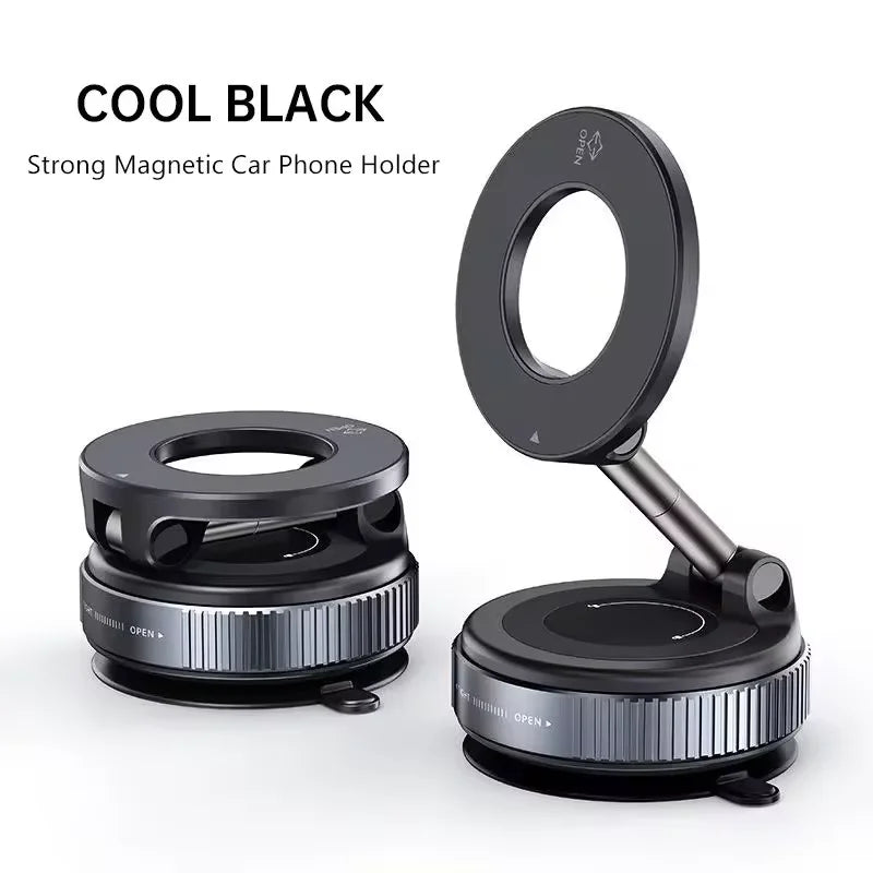 Strong Magnetic Phone Holder Foldable Design 360° Adjustable Vacuum Car Mount for Cell Phone for Iphone Live Streaming